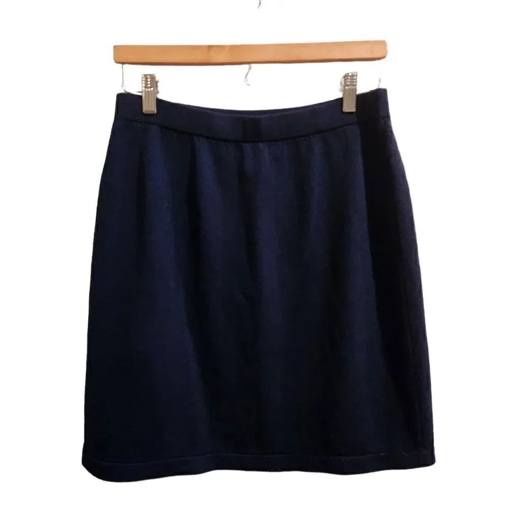 St John Collection Pencil Skirt Blue Knit Womens Size 12